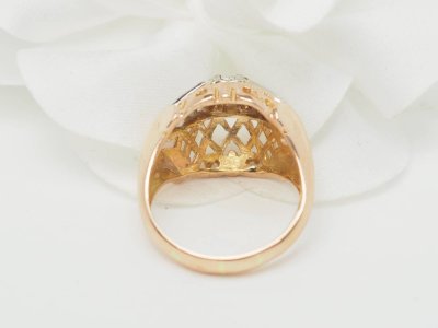 Anello Tank in oro bicolore e diamanti