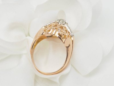Anello Tank in oro bicolore e diamanti