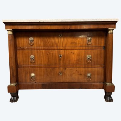 Magnifica cassettiera in mogano di epoca Impero del 1810 circa