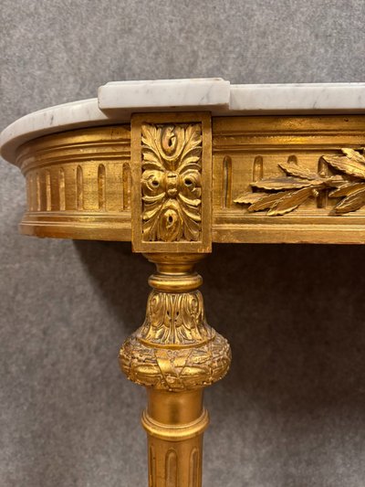 Louis XVI style half-moon console in gilded and carved wood circa 1850