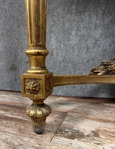 Louis XVI style half-moon console in gilded and carved wood circa 1850