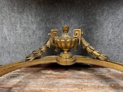 Louis XVI style half-moon console in gilded and carved wood circa 1850