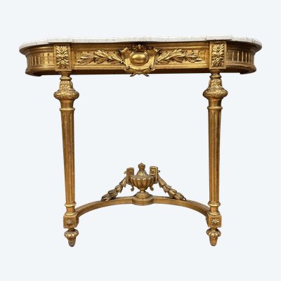Louis XVI style half-moon console in gilded and carved wood circa 1850