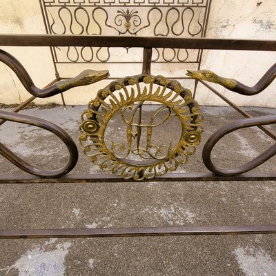 Grande letto in acciaio con serpenti, inizio XIX secolo