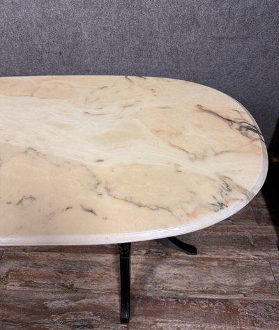 Inghilterra : Grande tavolo in marmo con base laccata nera