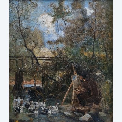 Ecole française du XIXe siècle - Le peintre de plein air