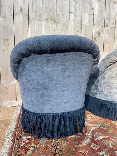 Salon crapaud comprenant cabale et fauteuils + pouf 