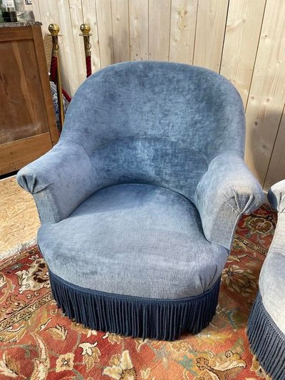 Salon crapaud comprenant cabale et fauteuils + pouf 