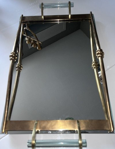 PROU René (1889-1947) Serviertablett Aus Vergoldeter Bronze Und Spiegel Art Deco-Periode
