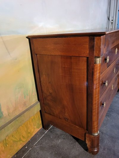 Petite commode Empire En Noyer Massif