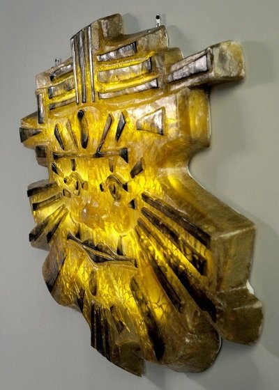 MATIUS ( XXth ) Important Fractal Resin Sun Wall Lamp Signed