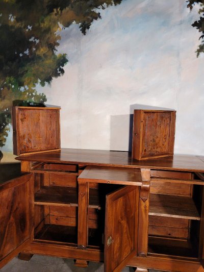 Restoration period sideboard in solid walnut.