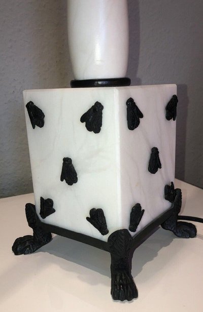 FONDICA & MATHIAS (XXth) Large Marble and Bronze Lamp Signed and numbered