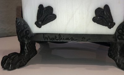 FONDICA & MATHIAS (XXth) Large Marble and Bronze Lamp Signed and numbered