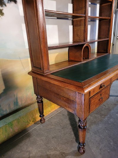 Großer Schreibtisch Bibliothek In Eiche XIX ème