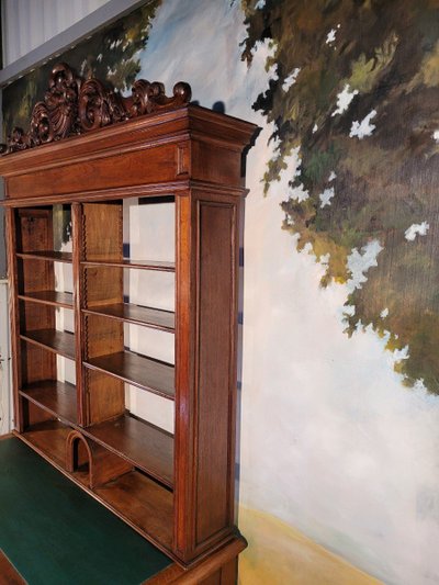 Großer Schreibtisch Bibliothek In Eiche XIX ème