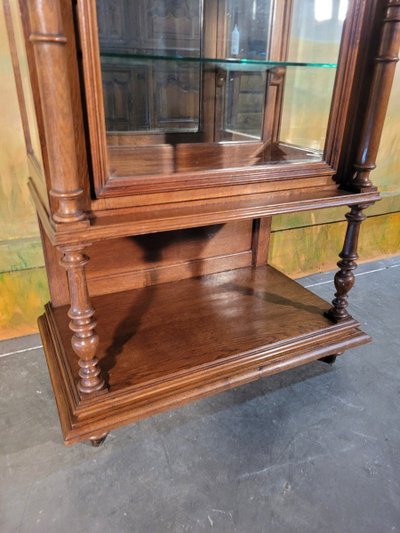 Solid Oak Display Case, 1930s Louis XVI style