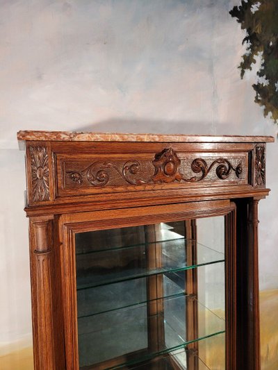 Solid Oak Display Case, 1930s Louis XVI style