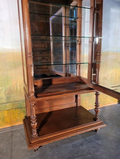 Solid Oak Display Case, 1930s Louis XVI style