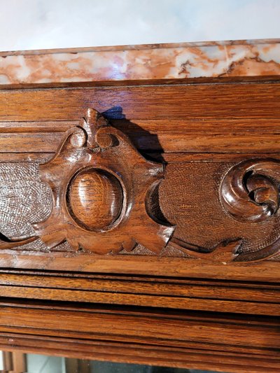 Solid Oak Display Case, 1930s Louis XVI style