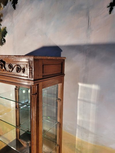 Solid Oak Display Case, 1930s Louis XVI style