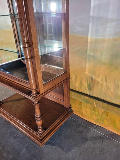 Solid Oak Display Case, 1930s Louis XVI style
