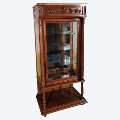Solid Oak Display Case, 1930s Louis XVI style