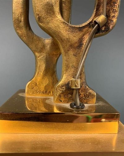 PAPINEAU Philippe Gabriel (1950) Large Gilded Bronze Lamp Signed And Numbered