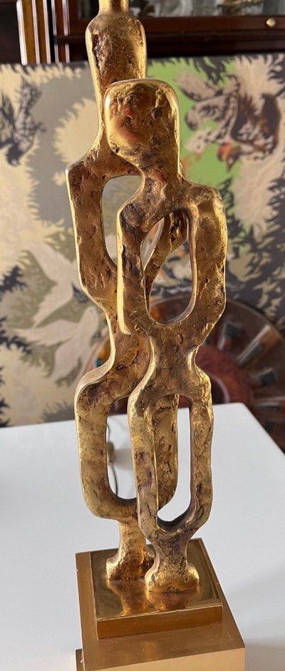 PAPINEAU Philippe Gabriel (1950) Large Gilded Bronze Lamp Signed And Numbered
