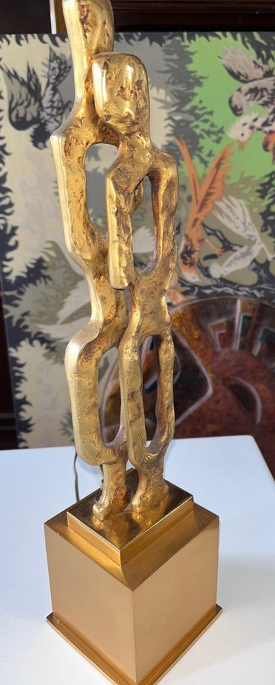 PAPINEAU Philippe Gabriel (1950) Large Gilded Bronze Lamp Signed And Numbered