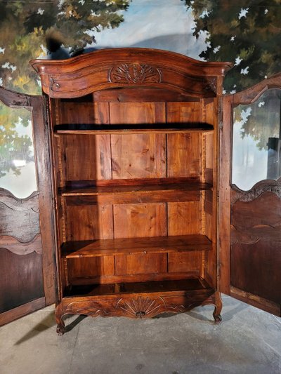 Bibliothèque En Noyer Massif XIX ème Siècle