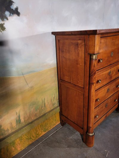 Chiffonnier Grande Commode En Merisier Massif XIX ème