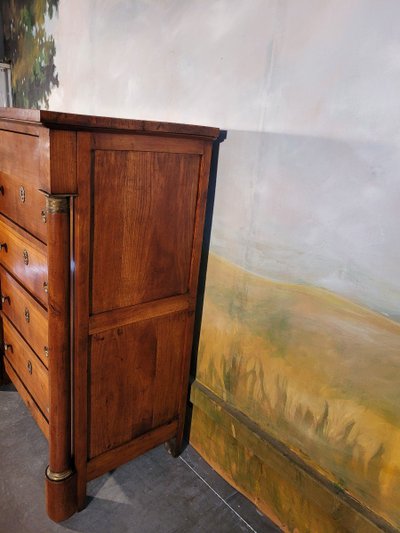 Chiffonnier Grande Commode En Merisier Massif XIX ème