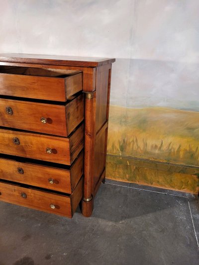 Chiffonnier Grande Commode En Merisier Massif XIX ème