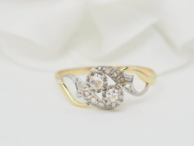 Bague Toi & Moi en or bicolore et diamants 