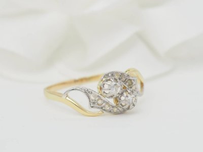 Bague Toi & Moi en or bicolore et diamants 