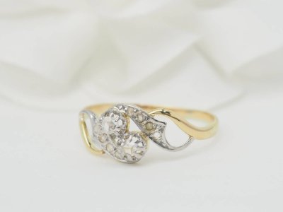Bague Toi & Moi en or bicolore et diamants 
