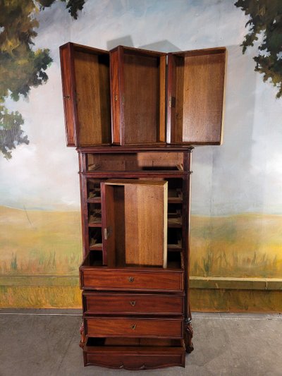 Semainier, Chiffonnier, Commode Haute. Acajou