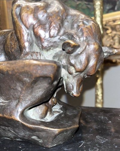 PAILLET Charles (1871-1937) Orso e coniglio in bronzo Art Deco Firmato