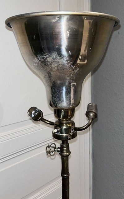 Maison BAGUES Brass And Bronze Tripod Floor Lamp With Bamboo Decoration