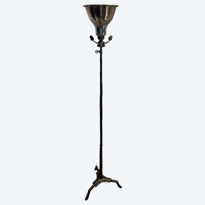 Maison BAGUES Brass And Bronze Tripod Floor Lamp With Bamboo Decoration