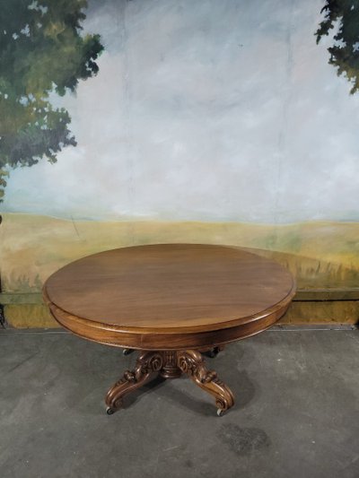 Table Ovale, Guéridon à Tiroirs En Noyer