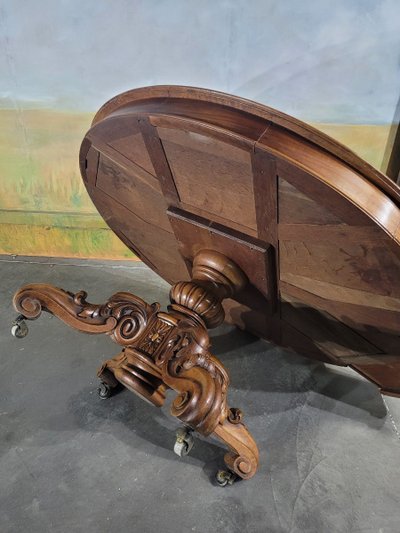 Table Ovale, Guéridon à Tiroirs En Noyer