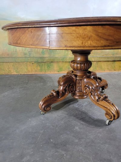 Table Ovale, Guéridon à Tiroirs En Noyer