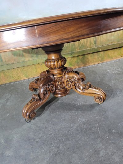 Table Ovale, Guéridon à Tiroirs En Noyer