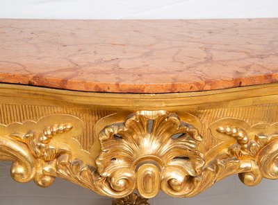 Antica consolle in legno dorato del XIX secolo.