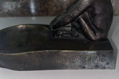 SILVESTRE Paul ( 1884-1976 ) & SUSSE Frères Vide Poches " Faune " In Bronze Signed