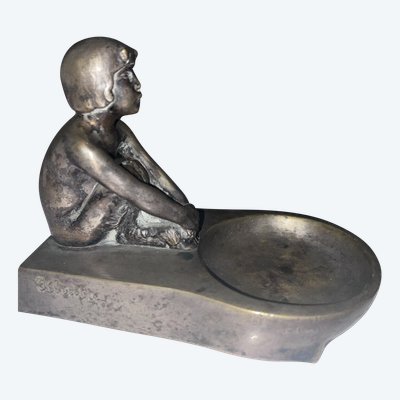SILVESTRE Paul ( 1884-1976 ) & SUSSE Frères Vide Poches " Faune " In Bronze Signed