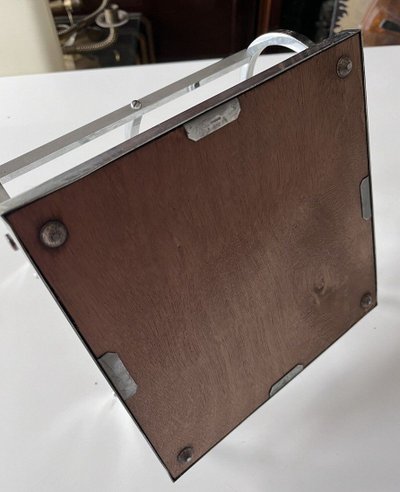 ADNET Jacques ( 1900-1984) Modernist Chromed Metal, Mirror and Rosewood Wine Rack