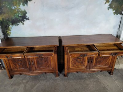 Coppia di buffet in noce Art Nouveau